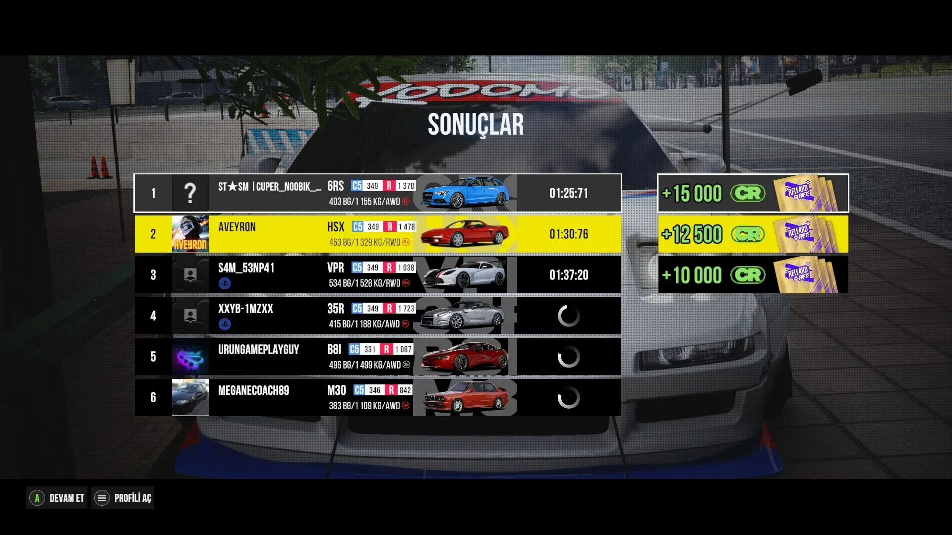 carx runlist yarış bitiş